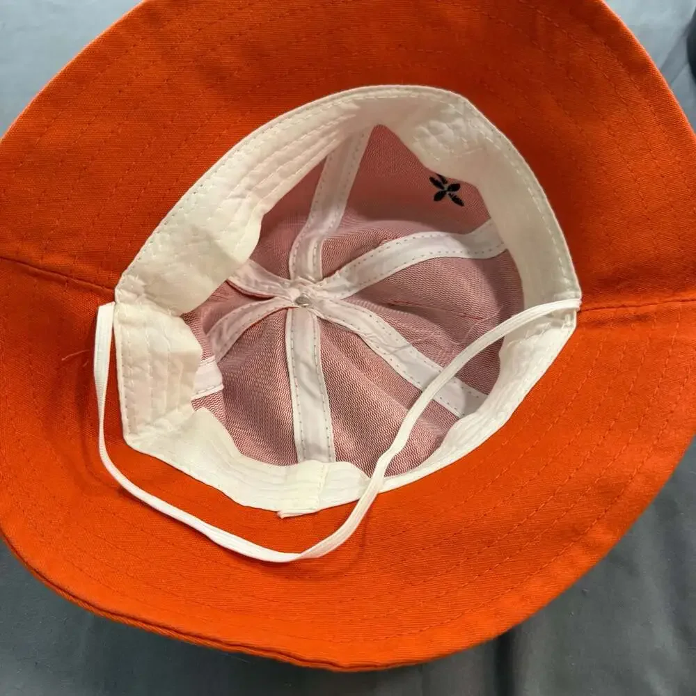 Orange Frog Bucket Hat with Embroidered Smile and Eyes